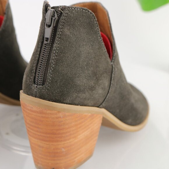 Susina Womens Carina Lea Boot Size 7.5 Gray Suede Block Heel Open Toe Bootie - Picture 3 of 11